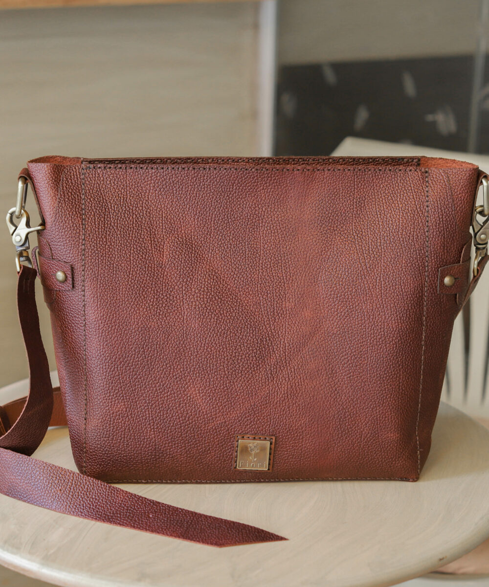 Brown Cowhide Leather Crossbody Bag