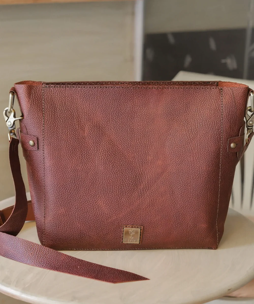 2x1 Dark Blue x Brown Cowhide Leather Crossbody Bag - Image 6
