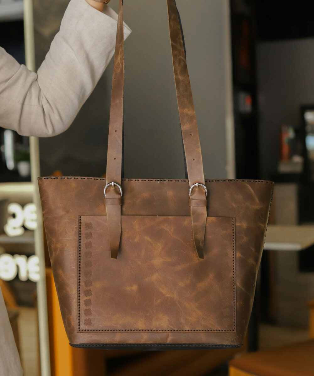 Brown Cowhide Leather Shoulder Bag