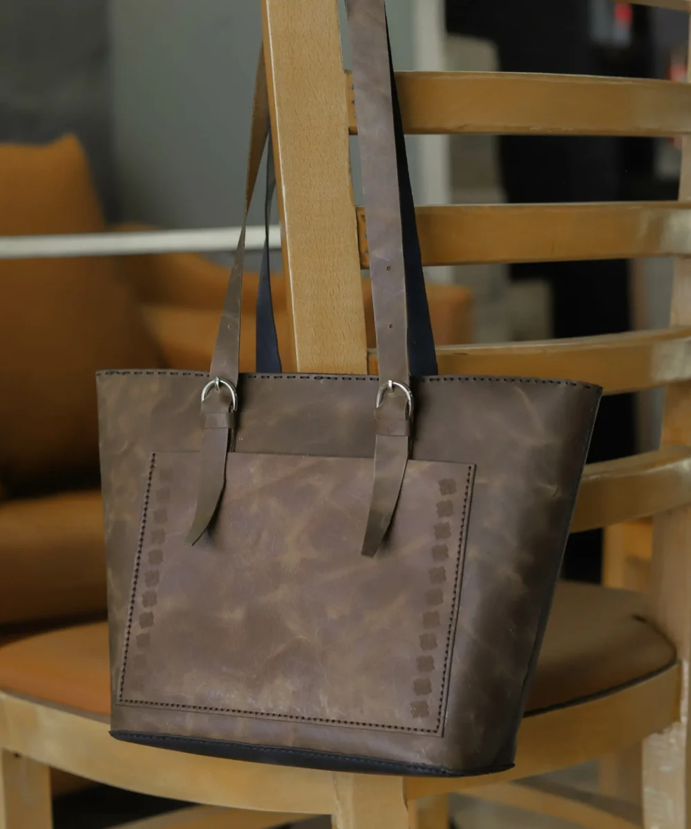 Brown Cowhide Leather Shoulder Bag - Image 3