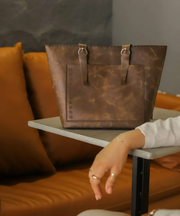 Brown Cowhide Leather Shoulder Bag