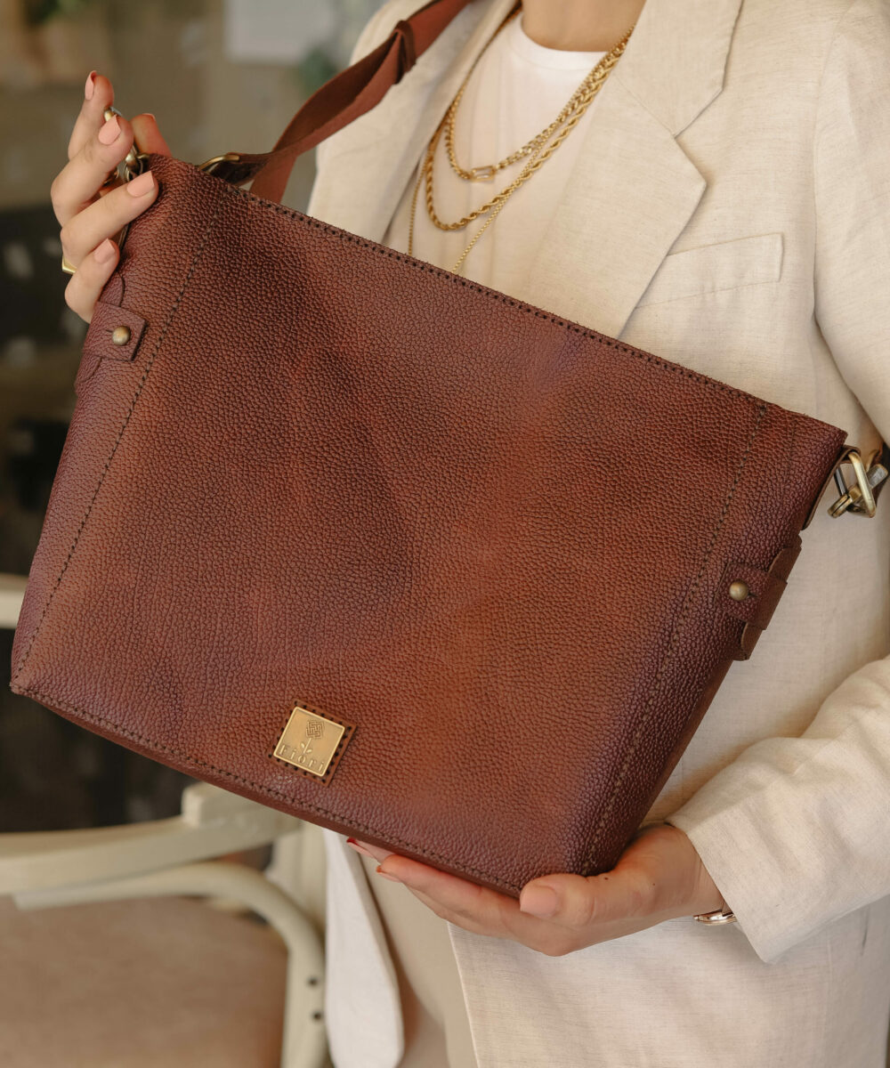 Brown Cowhide Leather Crossbody Bag - Image 2