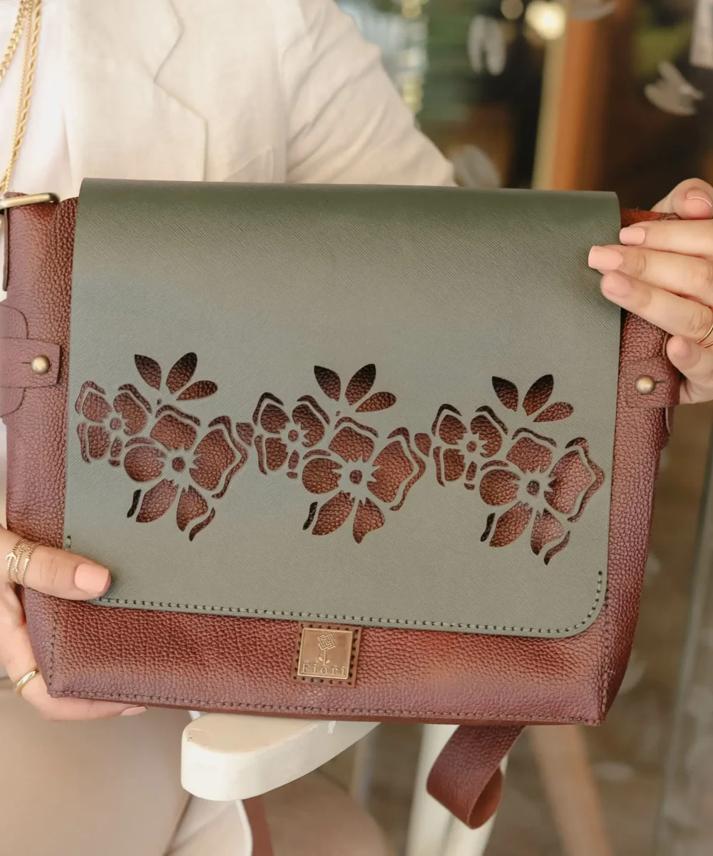 3x1 Burgundy x Havane Cowhide Leather Crossbody Bag (with two removable flip flaps) - Image 2