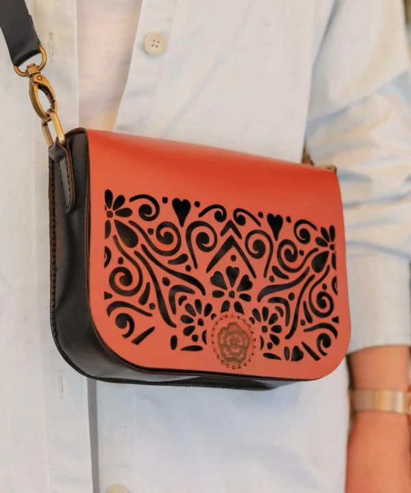 Black x Havane Cowhide Leather Crossbody Bag