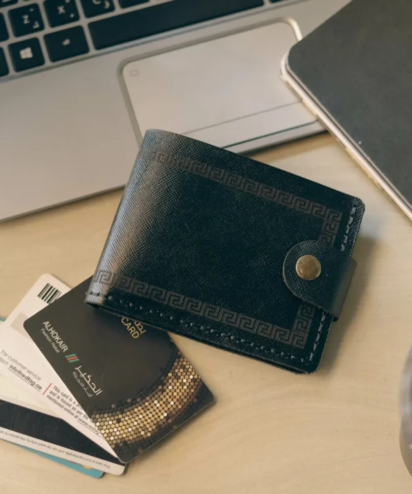 Black Cowhide Leather Men Wallet