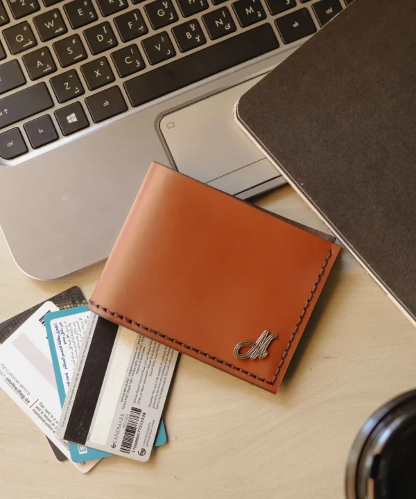 Havana Cowhide Leather Men Wallet (with copper letter)