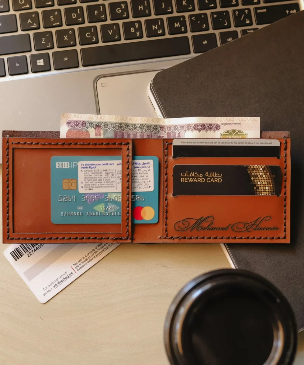 Havana Cowhide Leather Men Wallet (with copper letter) - Image 3