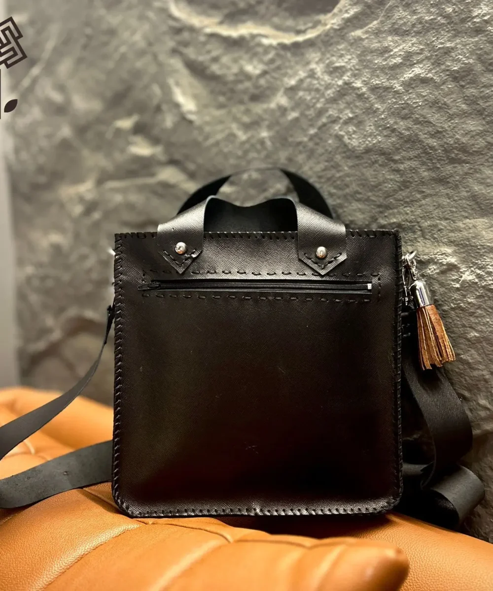 Black Cowhide Leather Crossbody Bag - Image 2