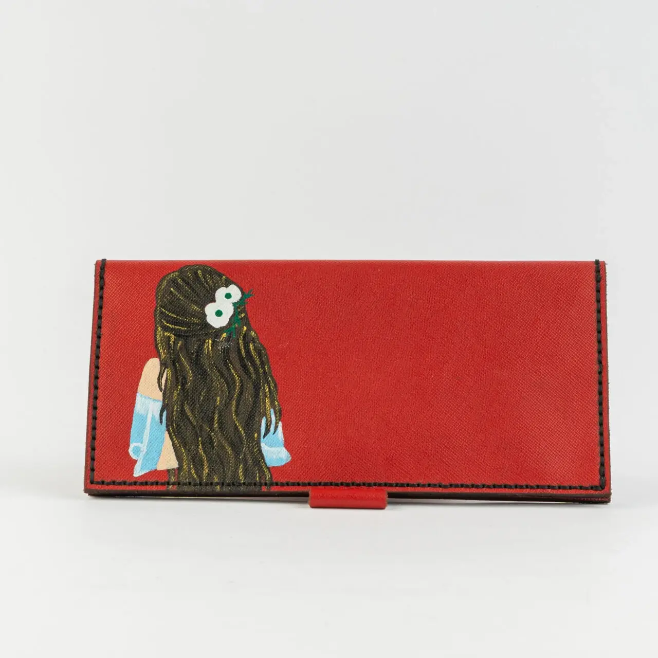 Red Cowhide Leather Wallet