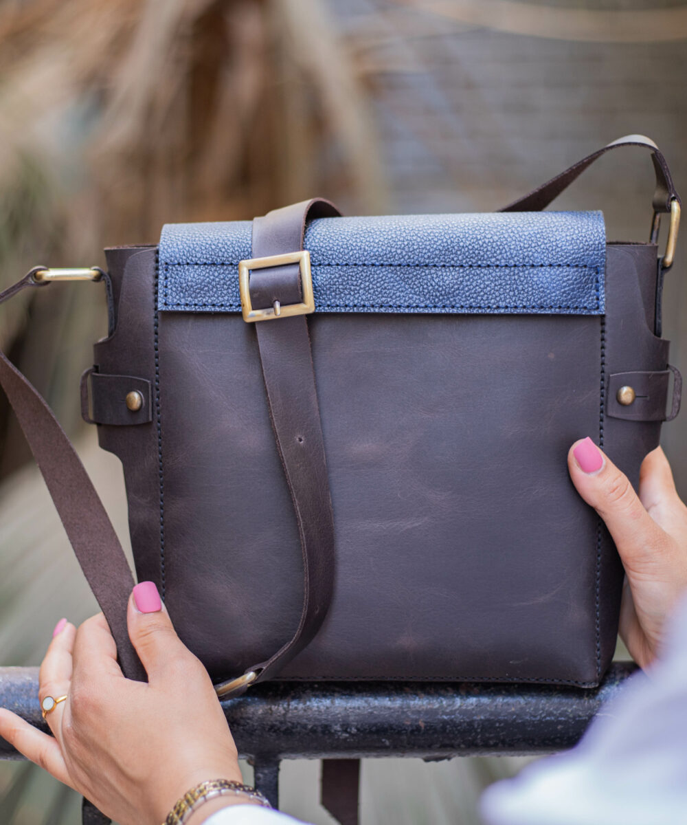 2x1 Dark brown-Blue Crossbody Bag - Image 2