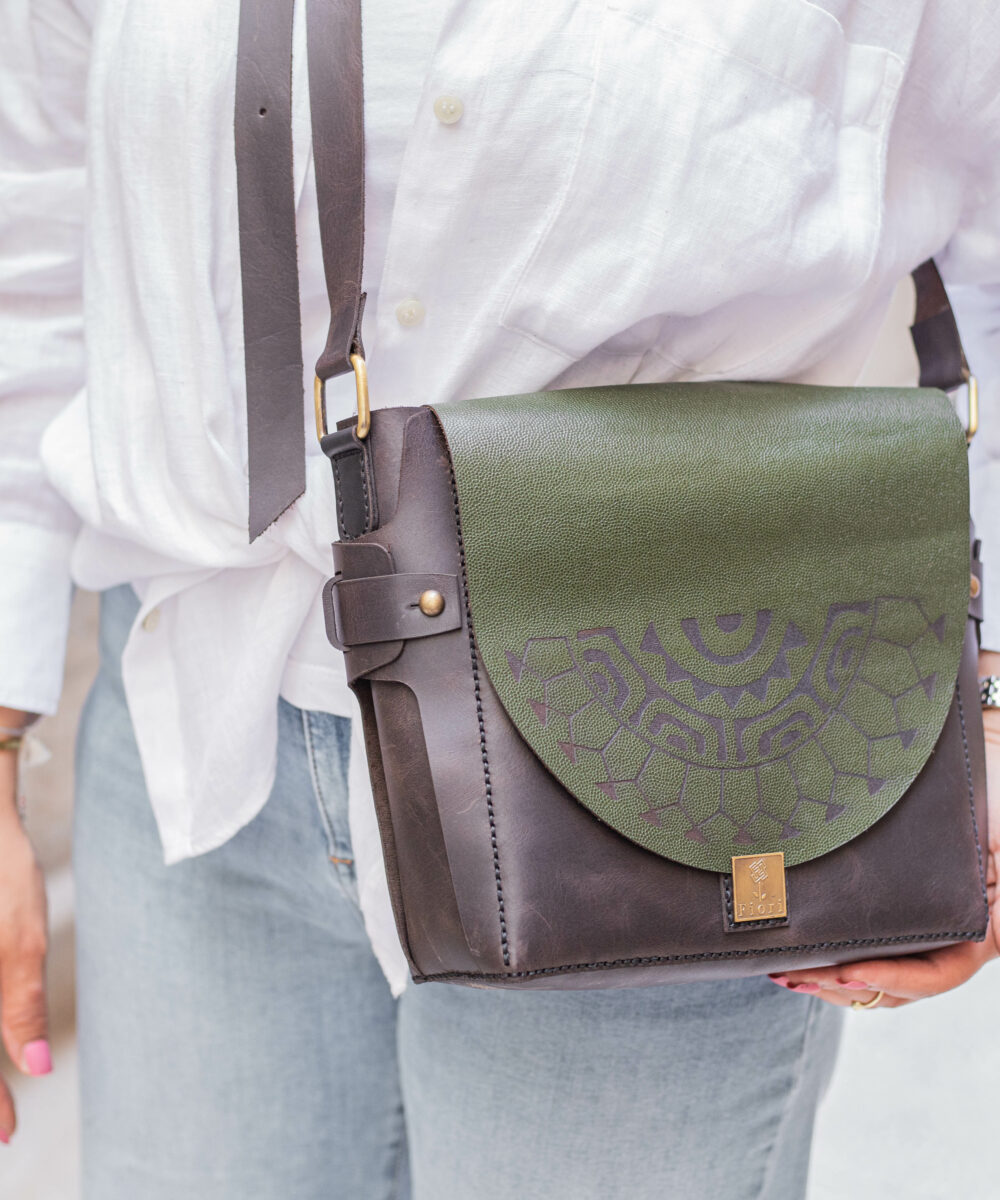 2x1 Brown-Olive Crossbody Bag