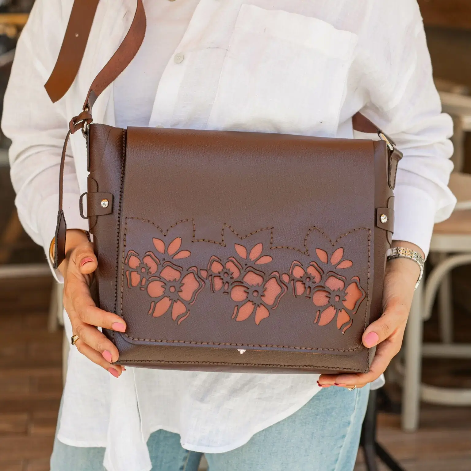 2x1 Havane x Brown Cowhide Leather Shoulder & Crossbody Bag