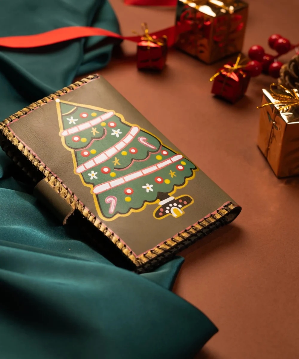 Olive Christmas Cowhide Leather Wallet - Image 3
