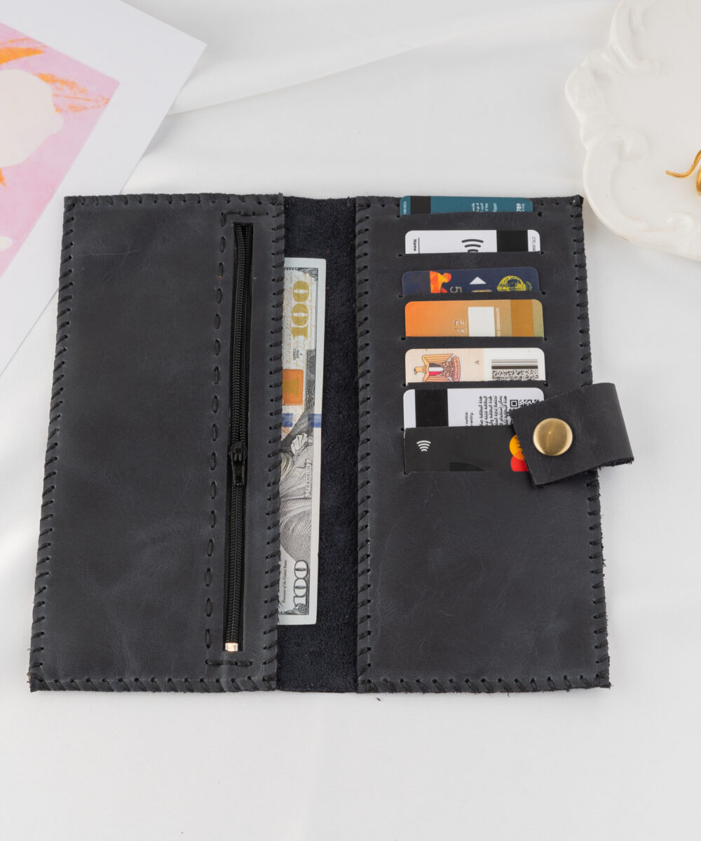 Black Cowhide Leather Wallet - Image 3