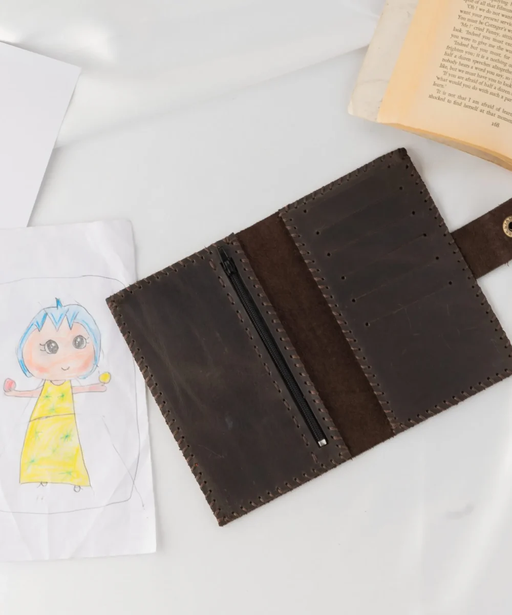 Custom Dark Brown Cowhide Leather Wallet - Image 3