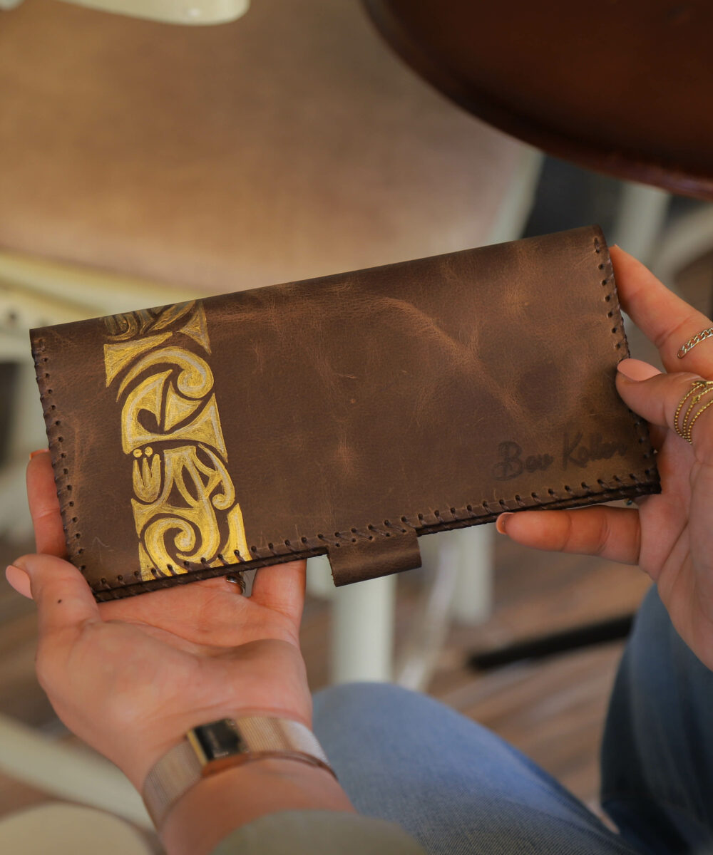 Gold x Vintage Brown Cowhide Leather Wallet - Image 3