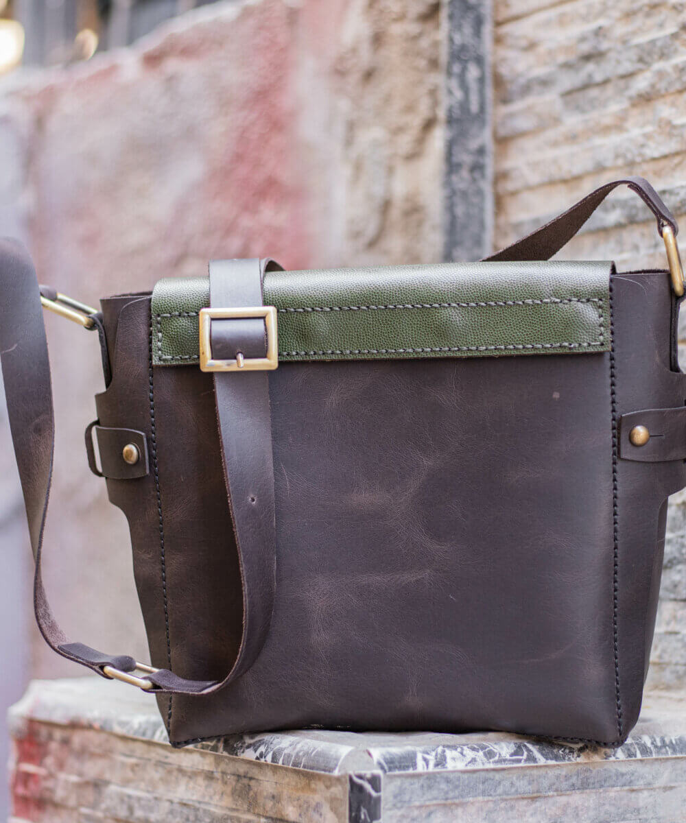 2x1 Brown-Olive Crossbody Bag - Image 5